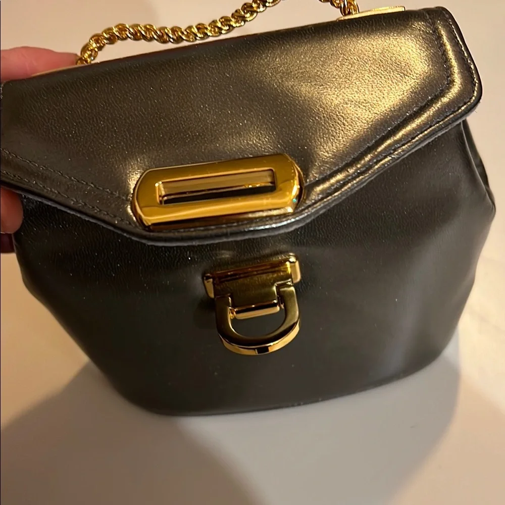 Vintage gunmetal Leather Bag with Gold Chain Brand New with Tags - Picture 2 of 6